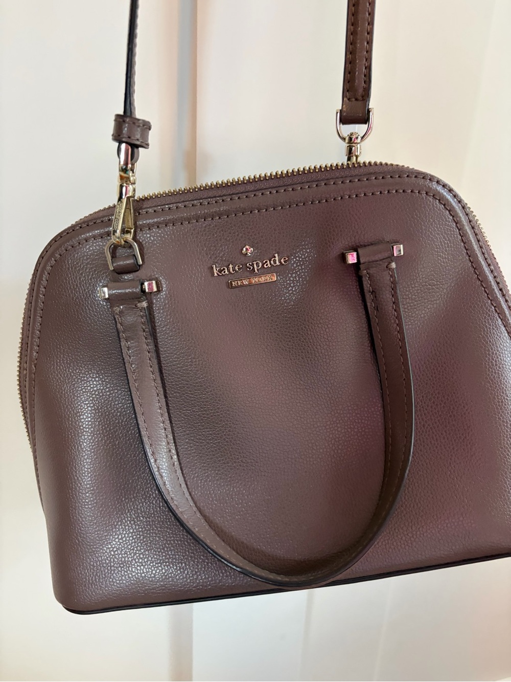 kate spade Brown Pebbled Leather Dome Satchel